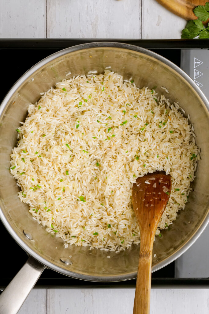 Making cilantro lime rice