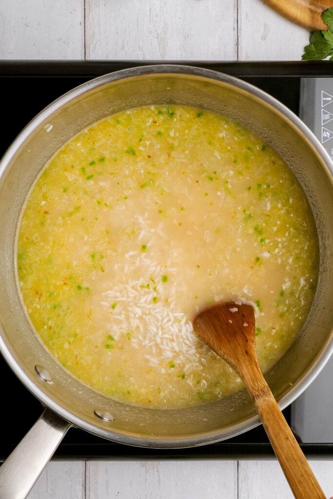 Making cilantro lime rice, the flavored butter