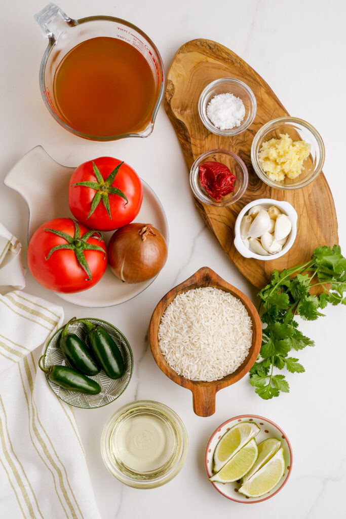 All the ingredients you need to make Mexican Rice!