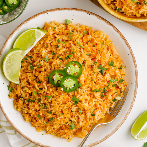 Mexican rice- a big bowl of rice cooked to perfection with bold mexican flavors
