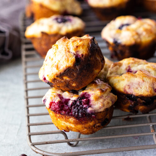Triple berry muffins: delicious tender, fluffy muffins with a moist texture and loaded with summer berries