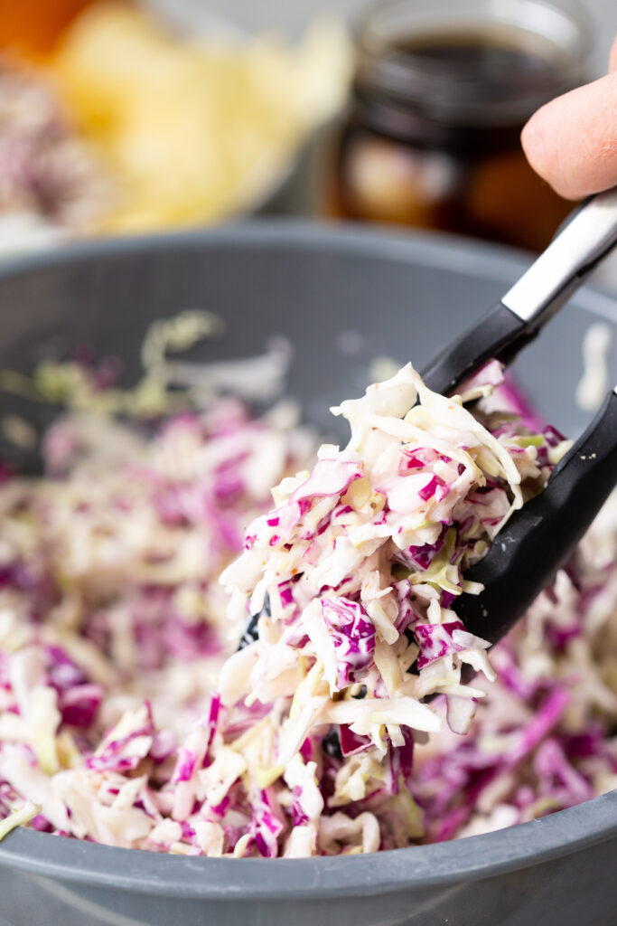 Summer coleslaw, a crunchy cabbage slaw with tangy dressing.