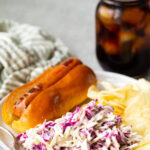 The best ever summer coleslaw, crunchy, tangy dressing, and so delicious with both red and green cabbage.