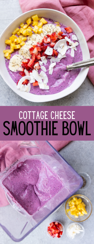 This cottage cheese berry smoothie bowl is loaded with protein, and is absolutely delicious, perfect breakfast. 