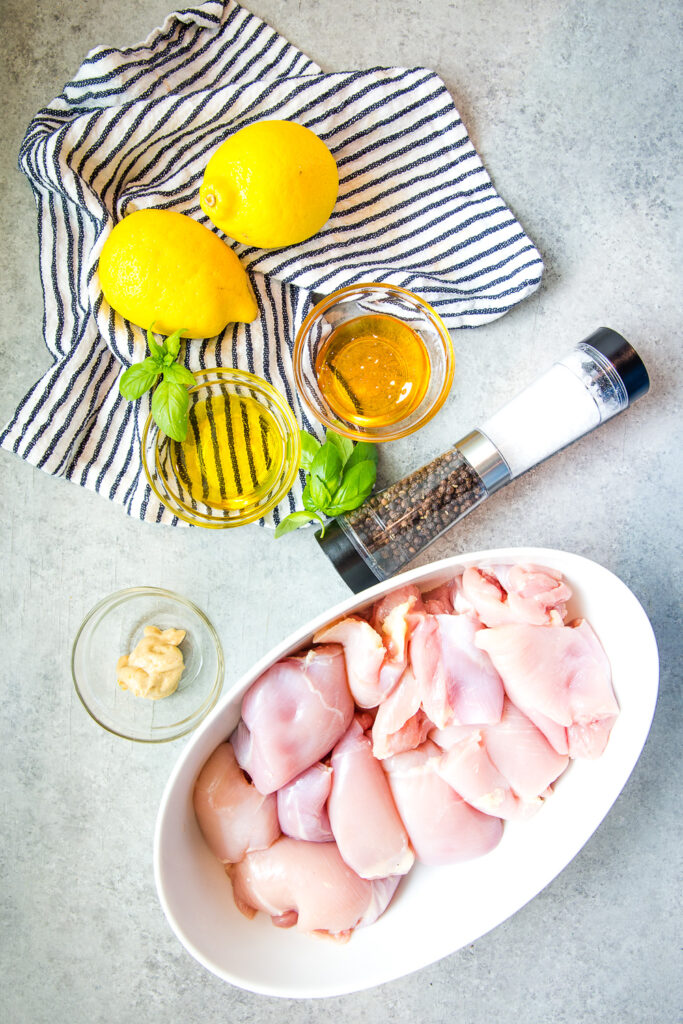 Making marinade for the grilled chicken thighs. 