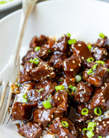 Slow Cooker Teriyaki Beef, tender beef with a sweet and savory sauce.