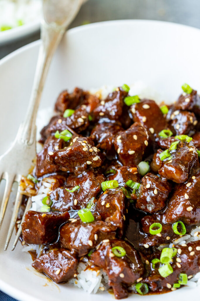 Slow Cooker Teriyaki Beef, tender beef with a sweet and savory sauce.