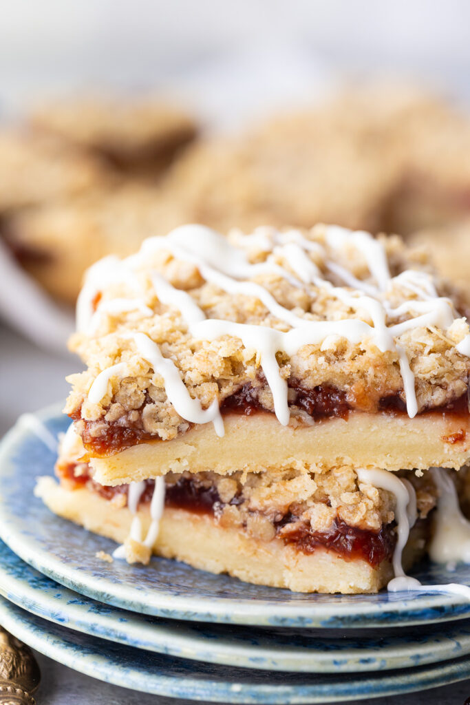 Cherry pie bars with an oatmeal crumble, easy to make, portable, and so delicious.