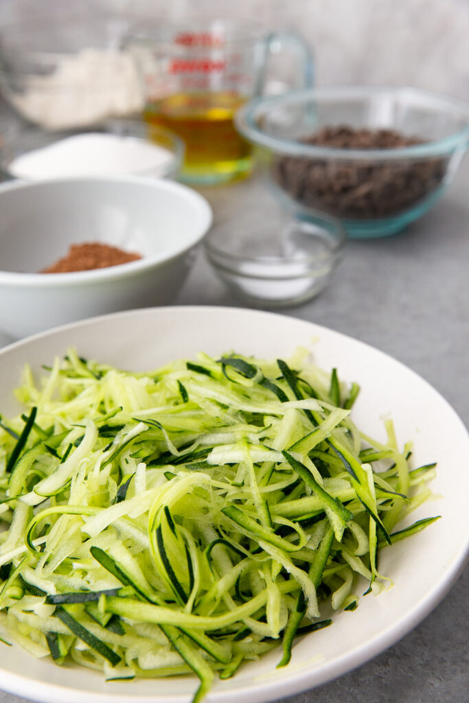 Grated zucchini for zucchini muffins