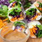 Fresh spring rolls with a peanut dipping sauce