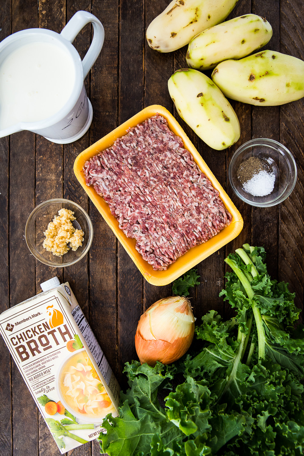 Ingredients needed for zuppa toscana soup