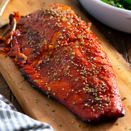Delightful marinated salmon, baked or grilled to perfection.