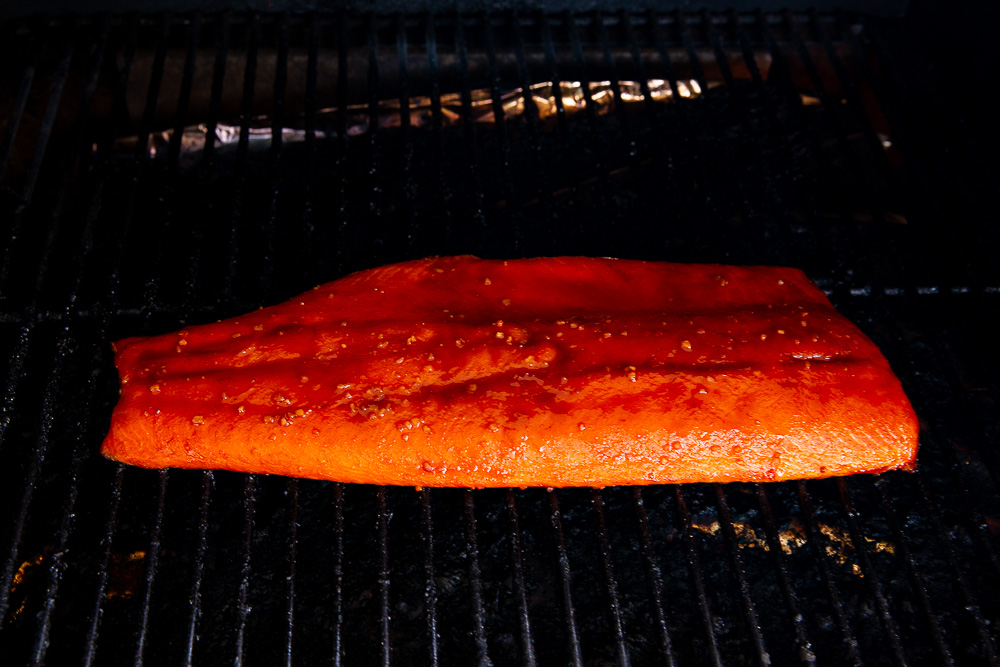 Cooking asian salmon on a grill