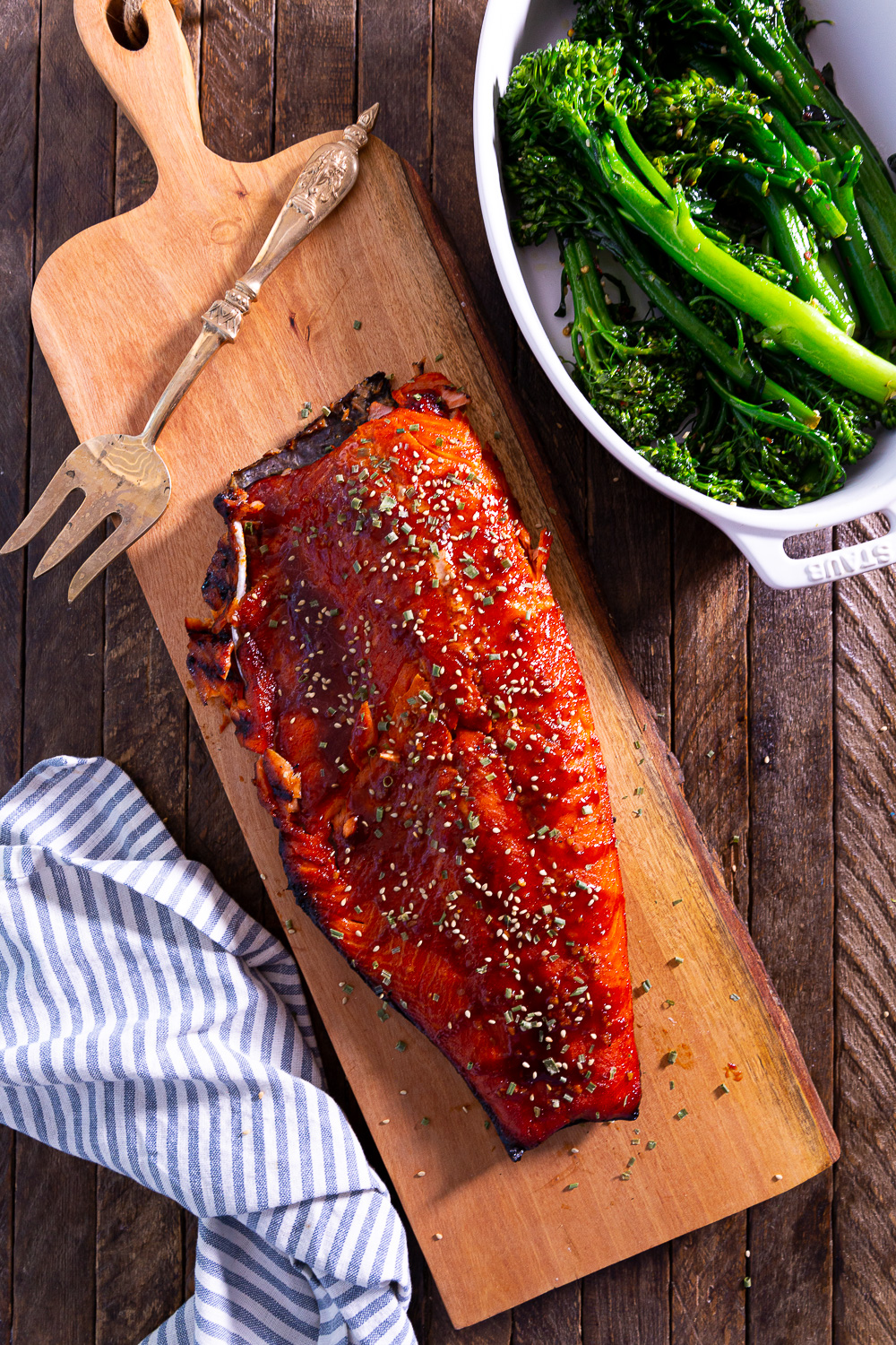 A filet of asian marinated salmon straight off the grill