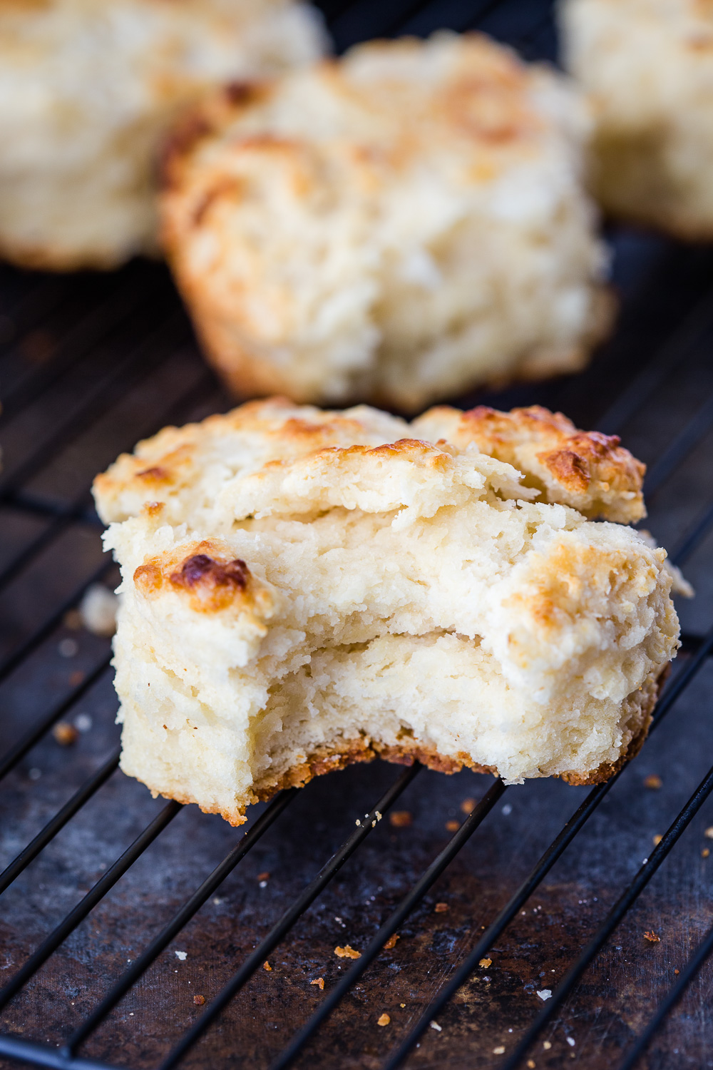 Flaky buttermilk biscuits made from scratch and baked in a cast iron pan. 