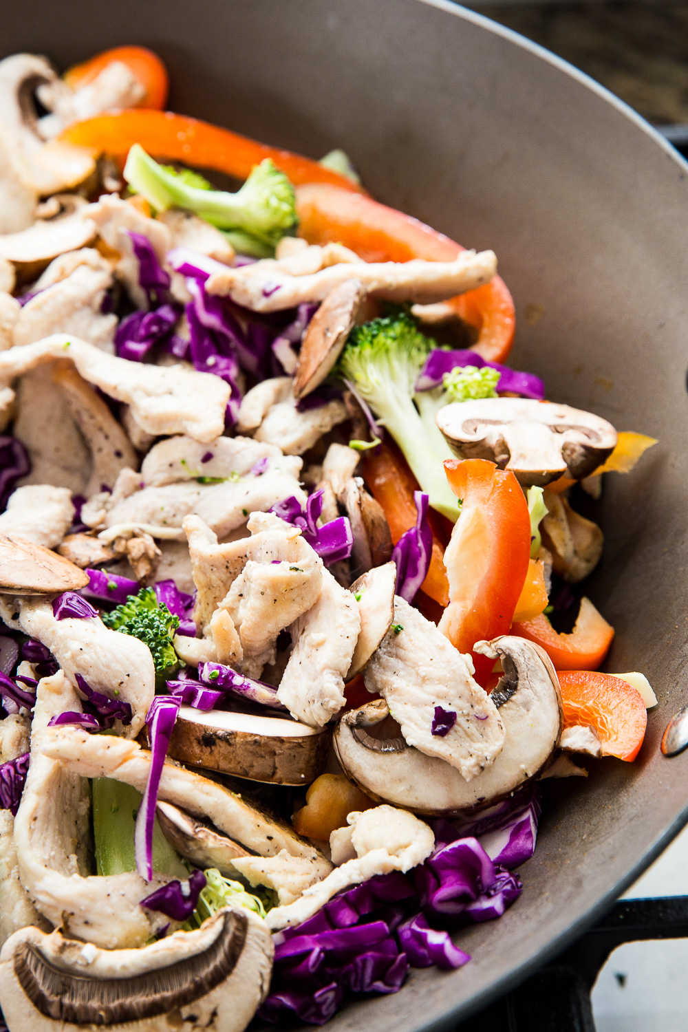 Stir fry the vegetables for chicken ramen stir fry