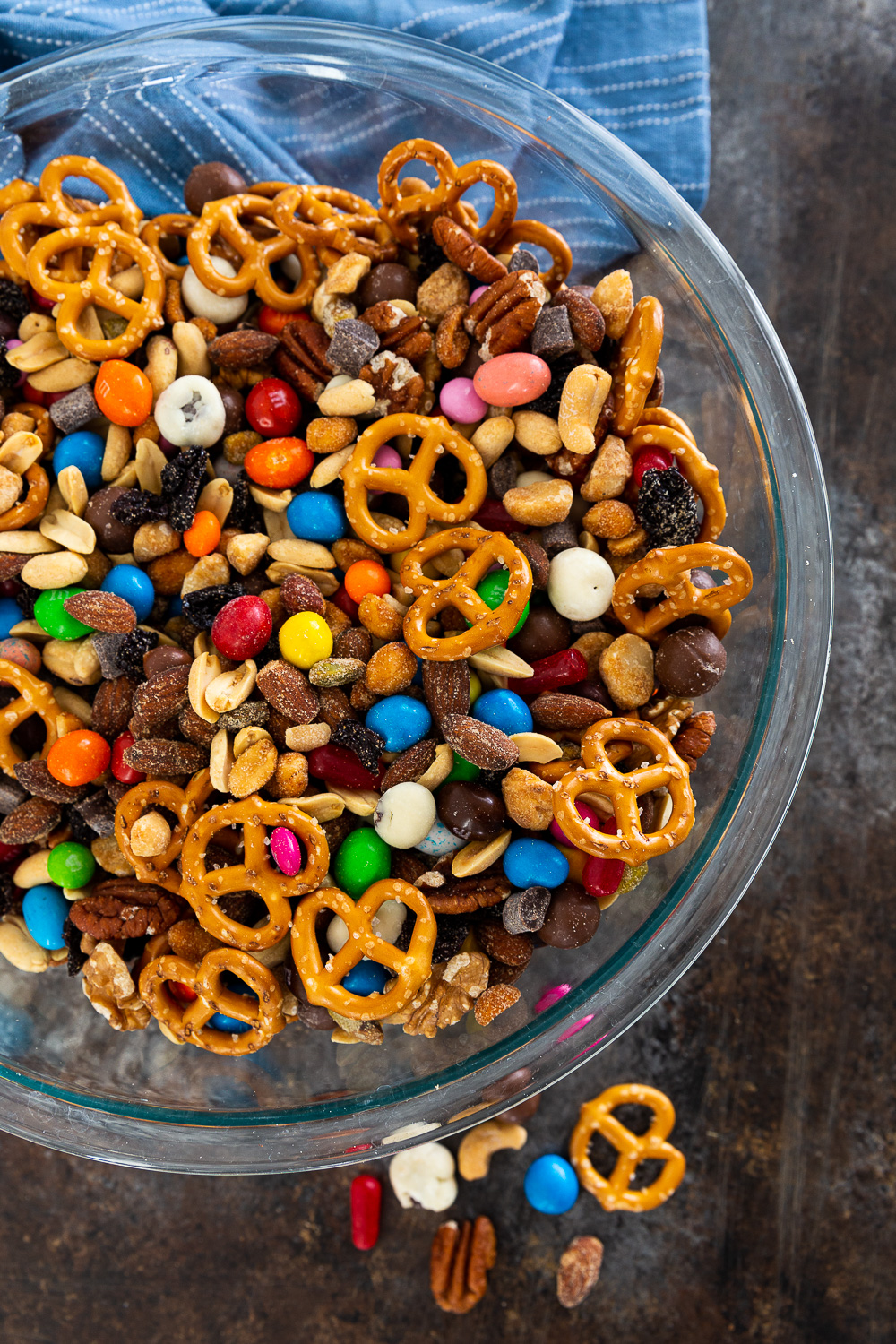A big bowl of homemade trail mix, the perfect snack for your adventures.