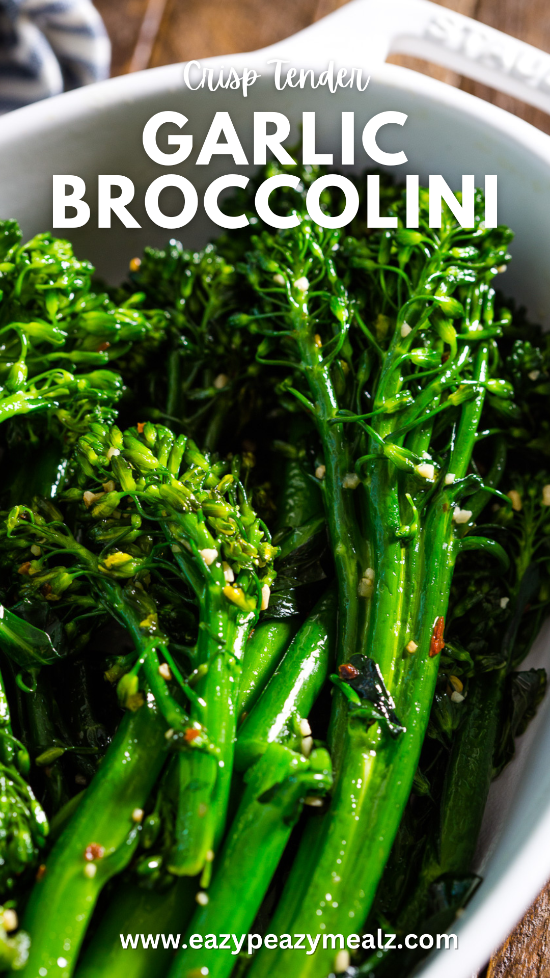 Crisp tender, totally delicious garlic broccolini, broccolini that is blanched then stir fried in flavored oil for the best side dish ever! 
