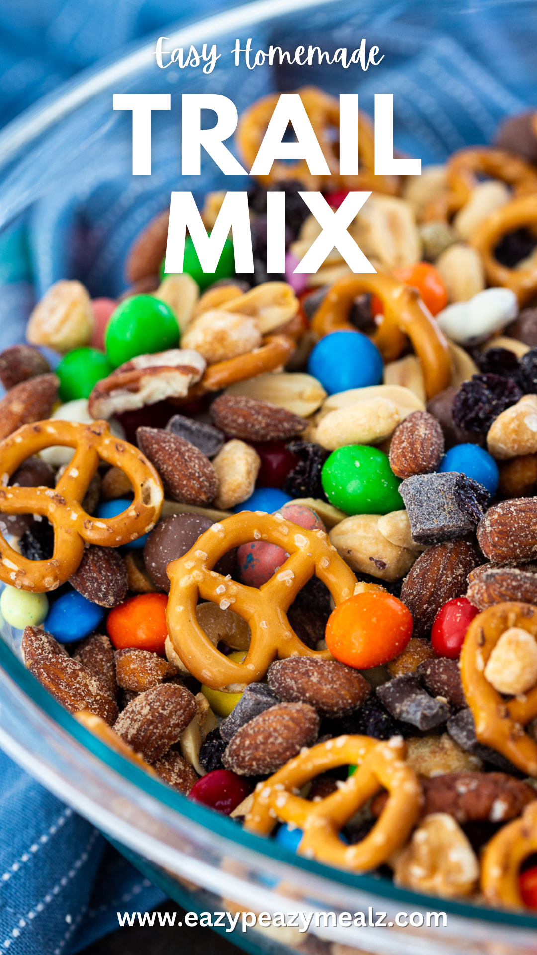 Tasty, homemade trail mix, with the perfect combo of salty, sweet, savory, crunchy, and chewy! 