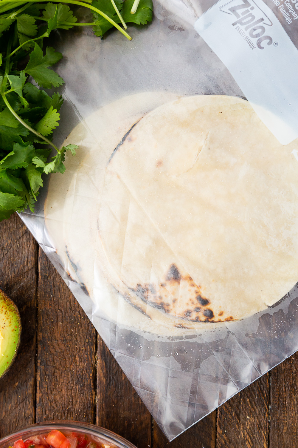 Charred and steamed tortillas made for easy chicken tacos. 