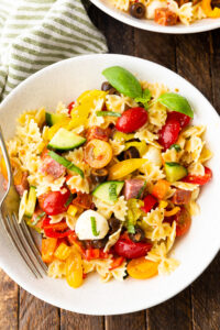 Easy Pasta Salad with a 2 ingredient dressing.