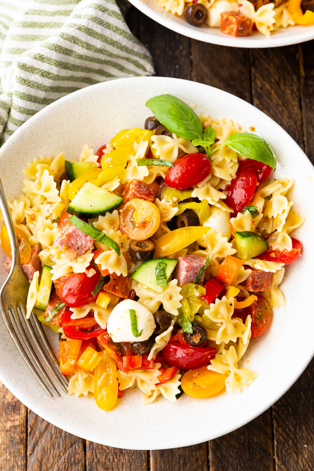 Easy Pasta Salad with a 2 ingredient dressing. 