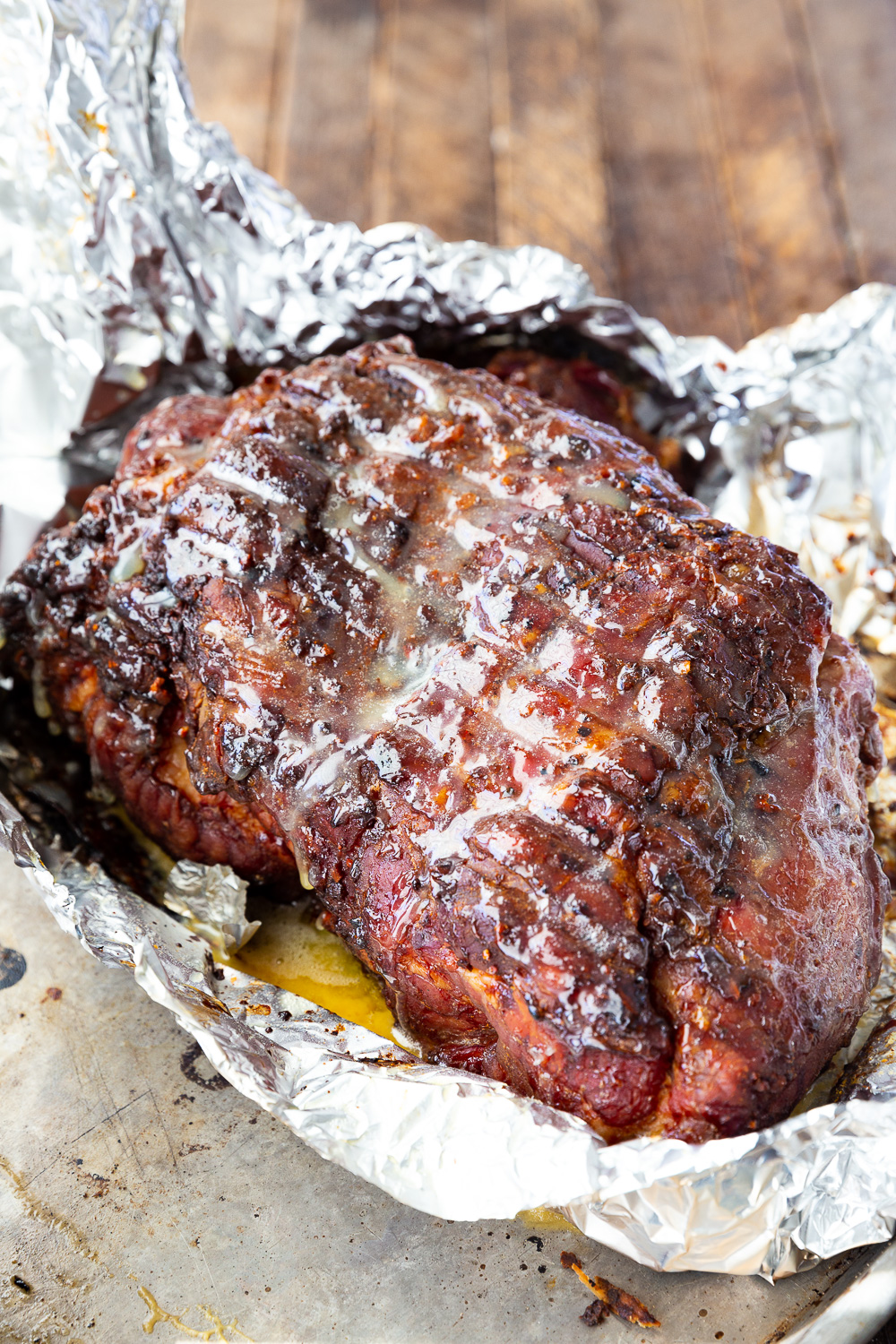 A cajun style pork roast, cooked on a pellet smoker. So good you don't need sauce. 