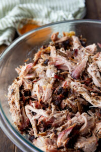 Cajun style pulled pork, a delicious pulled pork made on a pellet smoker, and shredded.