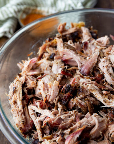 Cajun style pulled pork, a delicious pulled pork made on a pellet smoker, and shredded.