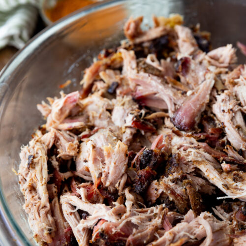 Cajun style pulled pork, a delicious pulled pork made on a pellet smoker, and shredded.