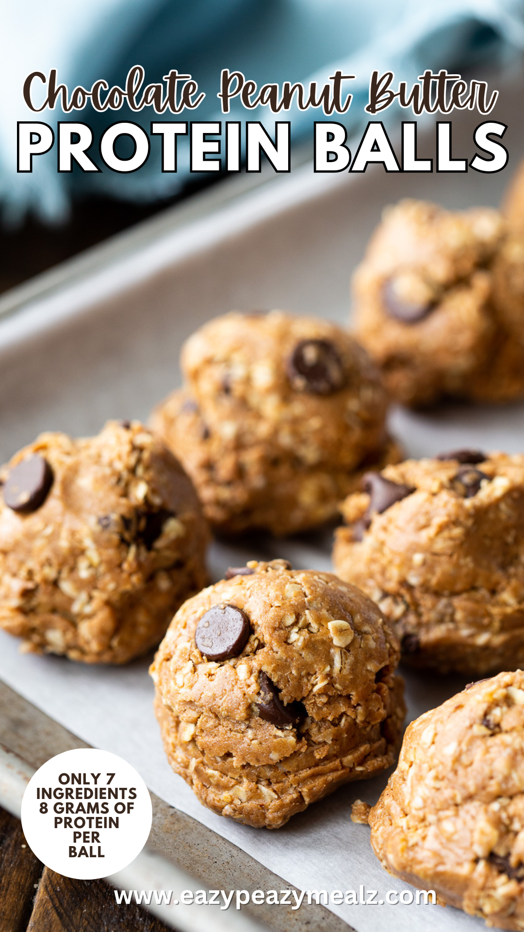 The easiest snack with 8 grams of protein per bite, these chocolate peanut butter protein balls are so good. 