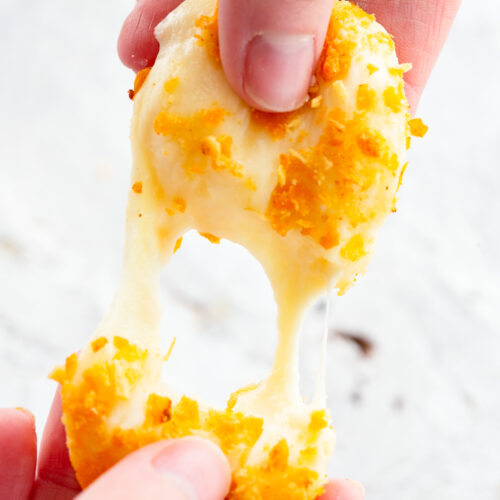 Cheez-it coated cheese rounds, cooked in the air fryer.