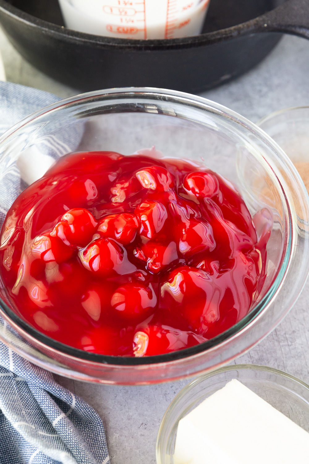 Montmorency tart cherries, or cherry pie filling for cherry cobbler. 