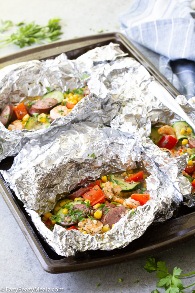 Shrimp and Kielbasa Foil Packets