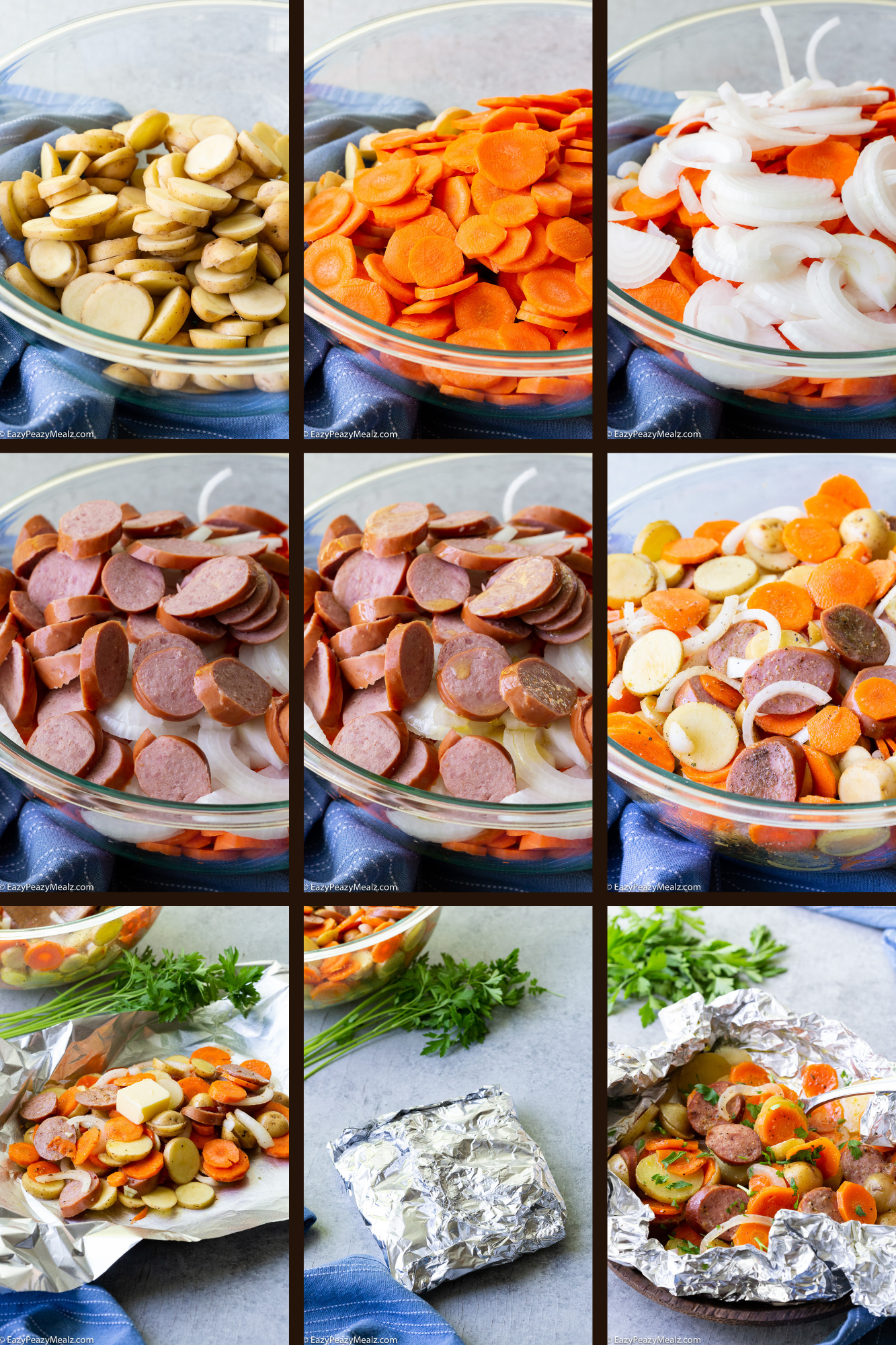 What you need to make sausage and potato foil packs