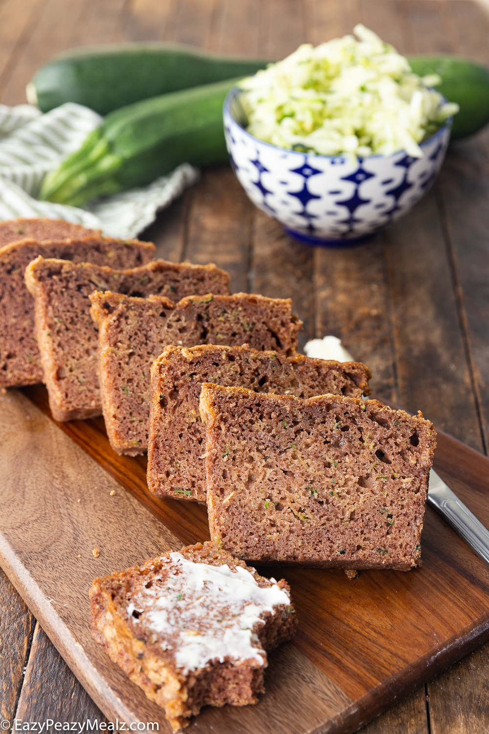 Super simple zucchini bread, baked to perfection and sliced