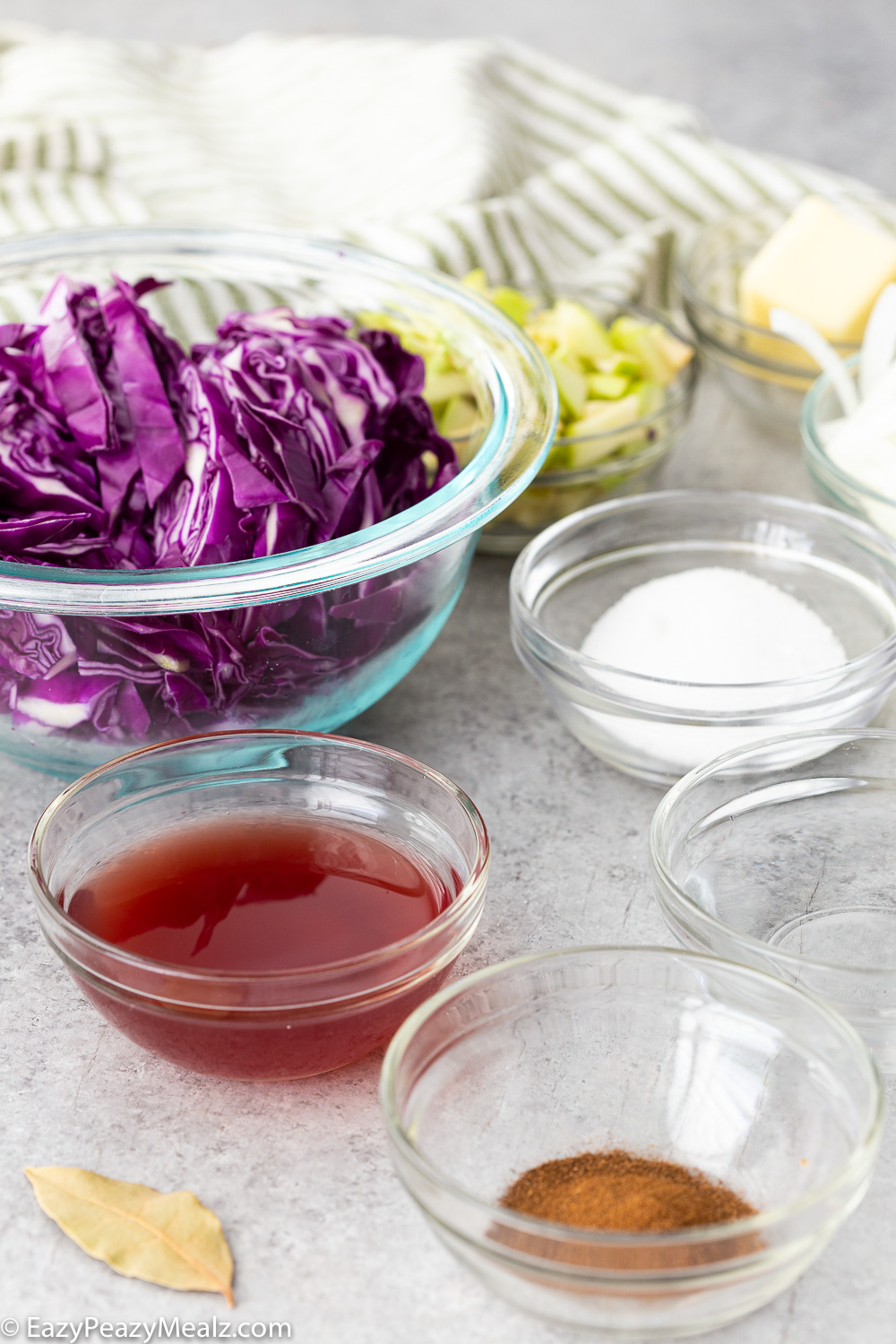 All the ingredients needed to make german red cabbage recipe or sweet and sour cabbage
