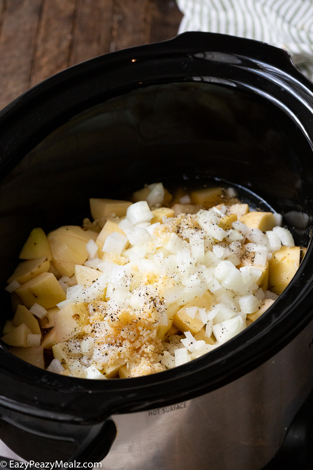 Making Baked potato soup in the slow cooker