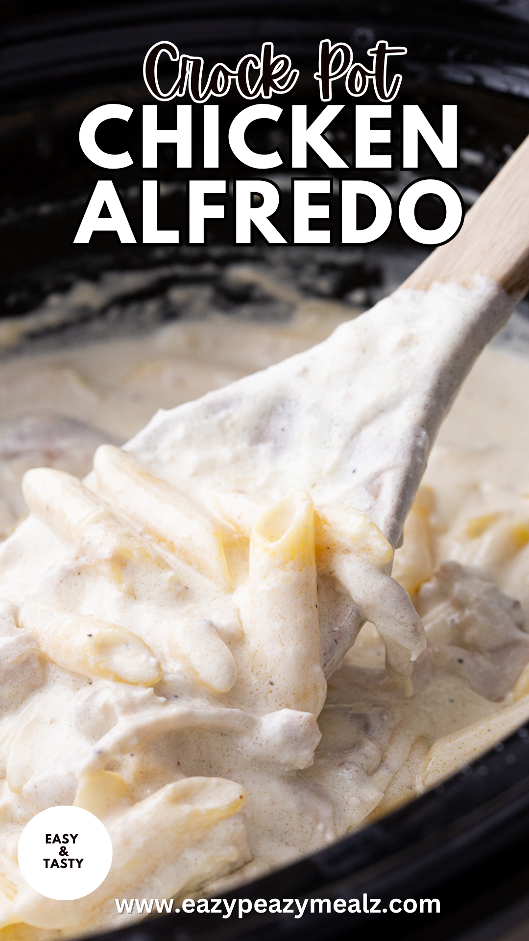 the best, creamiest, richest chicken alfredo, made in the slow cooker