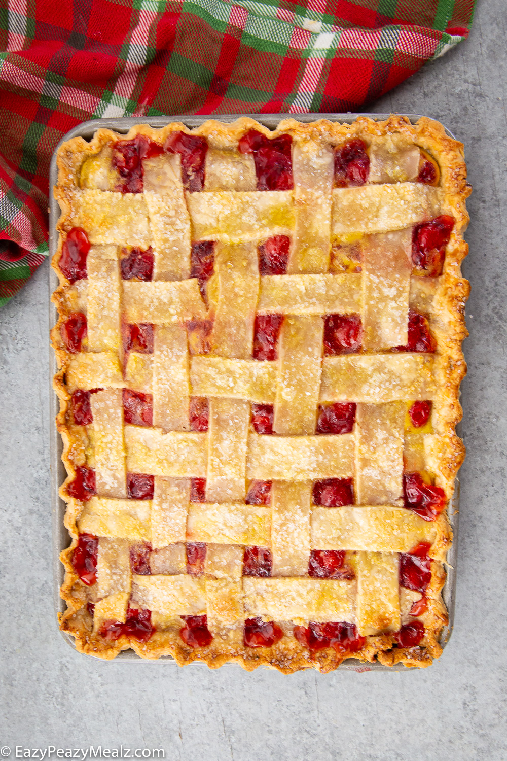 Cherry Slab Pie, a simple 5 ingredient pie that is perfect for holiday baking