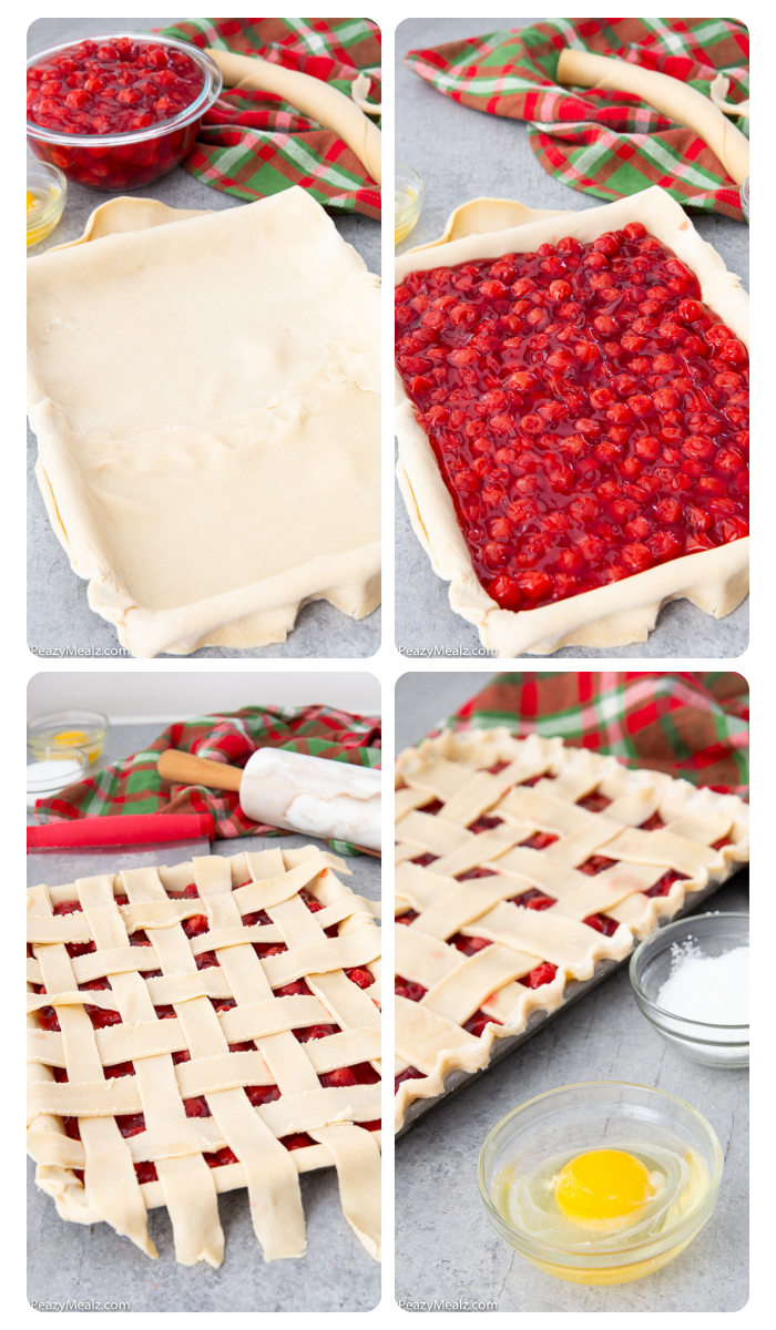 Cherry slab pie, the how to photo to show the simple steps for making this pie. 