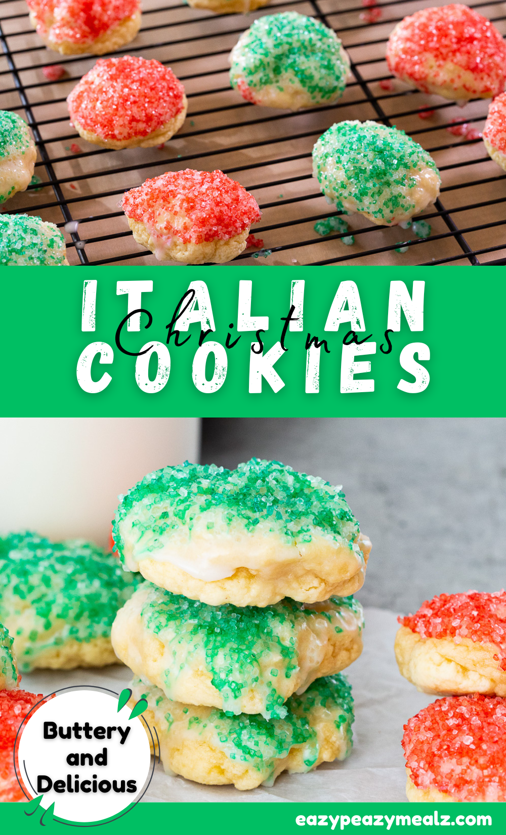 Italian Christmas cookies, buttery soft cookies with an almond glaze, perfect for holiday baking. 
