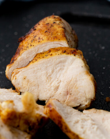 Air fryer chicken breasts, a tender and juicy chicken breast cooked simply in the air fryer.