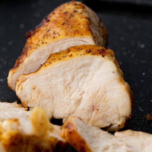 Air fryer chicken breasts, a tender and juicy chicken breast cooked simply in the air fryer.