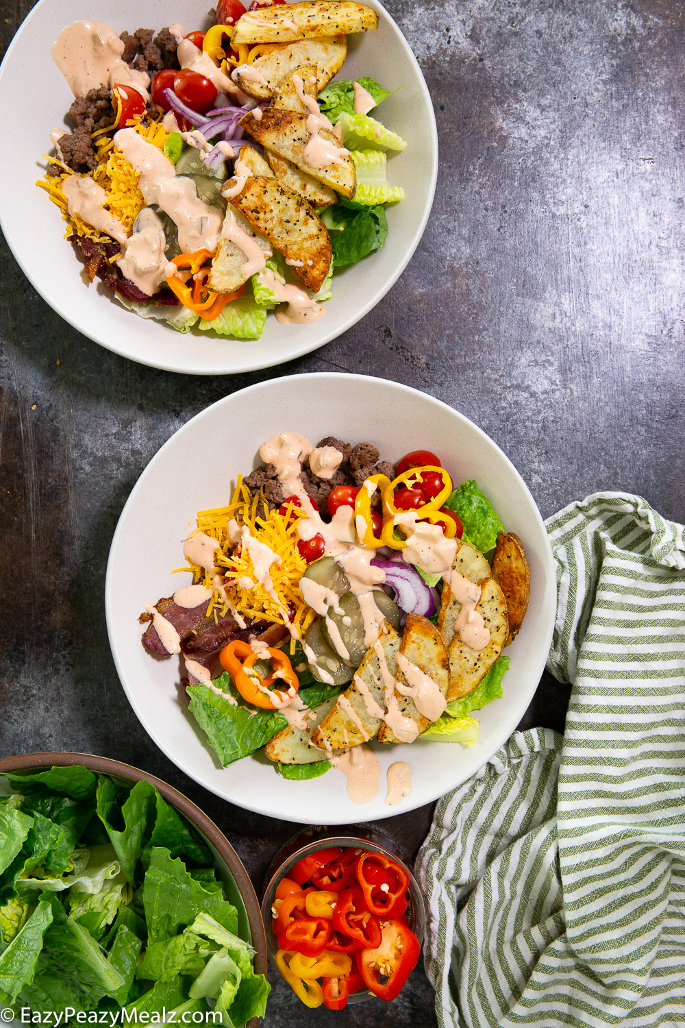 Deliciously hearty and filling burger bowls. 