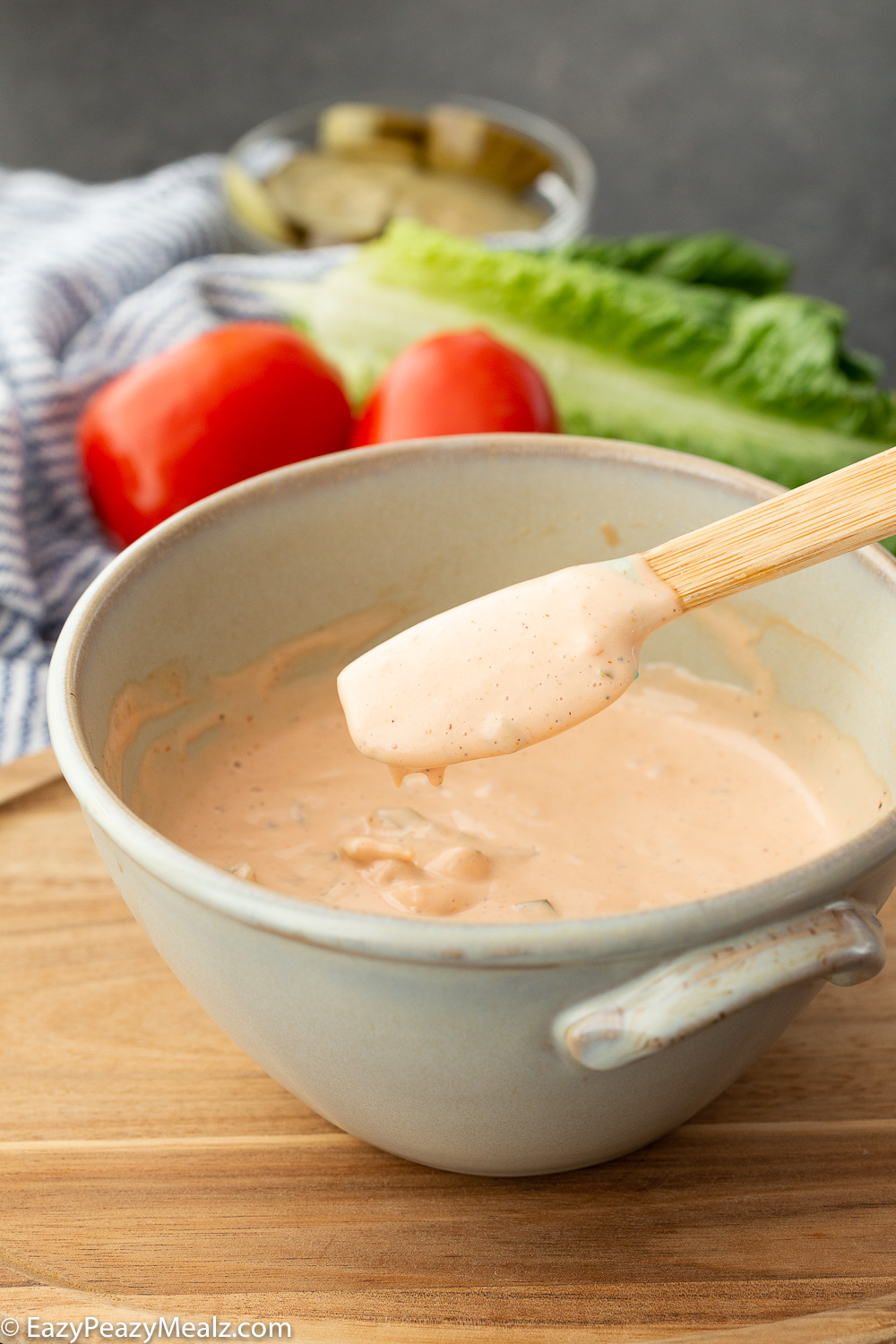 Making homemade burger sauce