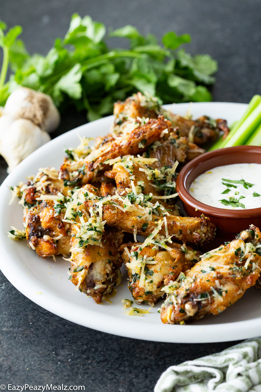 Garlic parmesan chicken wings.