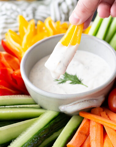 Easy to make homemade ranch, with the perfect amount of creamy, herby, tanginess, serve as a dressing, dip, or drizzle.