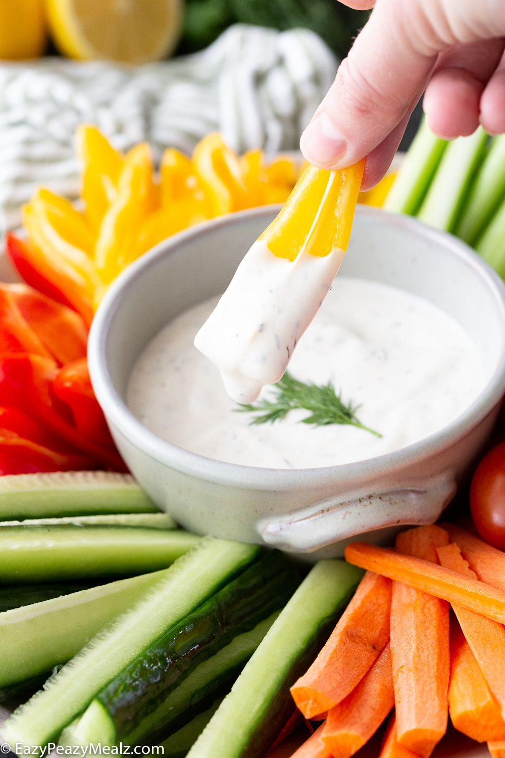 Easy to make homemade ranch, with the perfect amount of creamy, herby, tanginess, serve as a dressing, dip, or drizzle. 