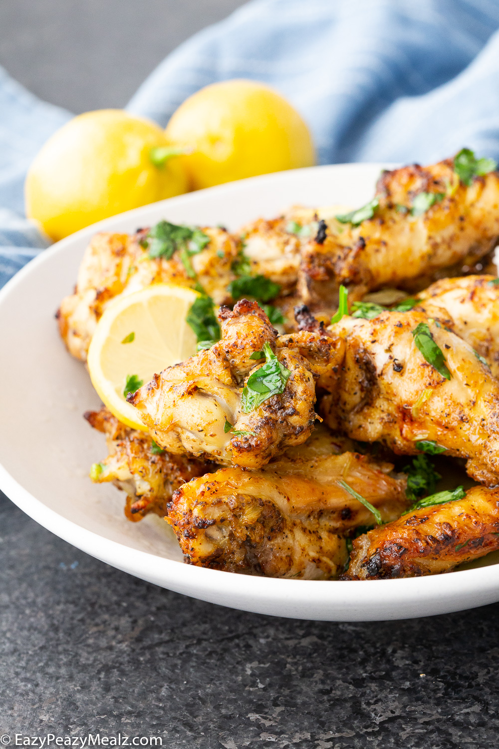 Lemon pepper crispy baked chicken wings